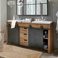 Lavabo doble Aulon | negro/marrón envejecido | Alto/Ancho/P aprox. 85/145/63 cm Unkategorisiert online kaufen