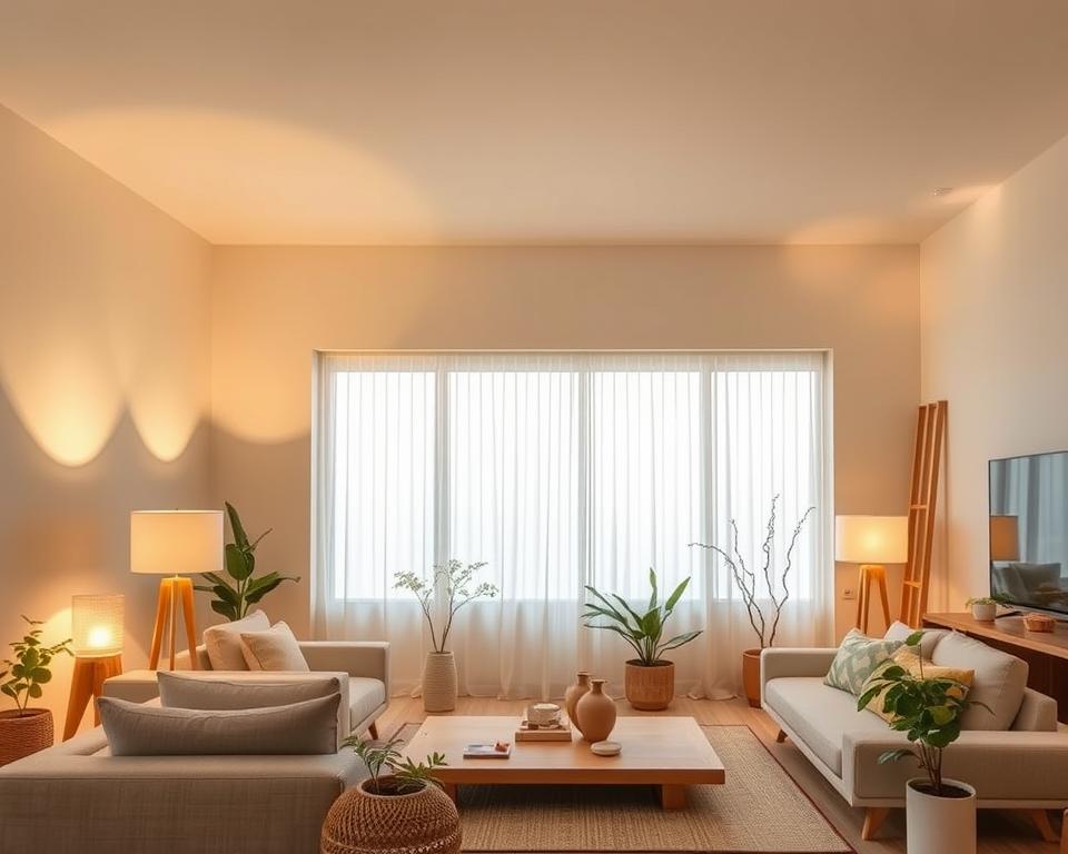 Iluminación Japandi en interiores modernos